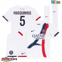 Camiseta Paris Saint-Germain Marquinhos #5 Visitante Equipación para niños 2025-26 manga corta (+ pantalones cortos)